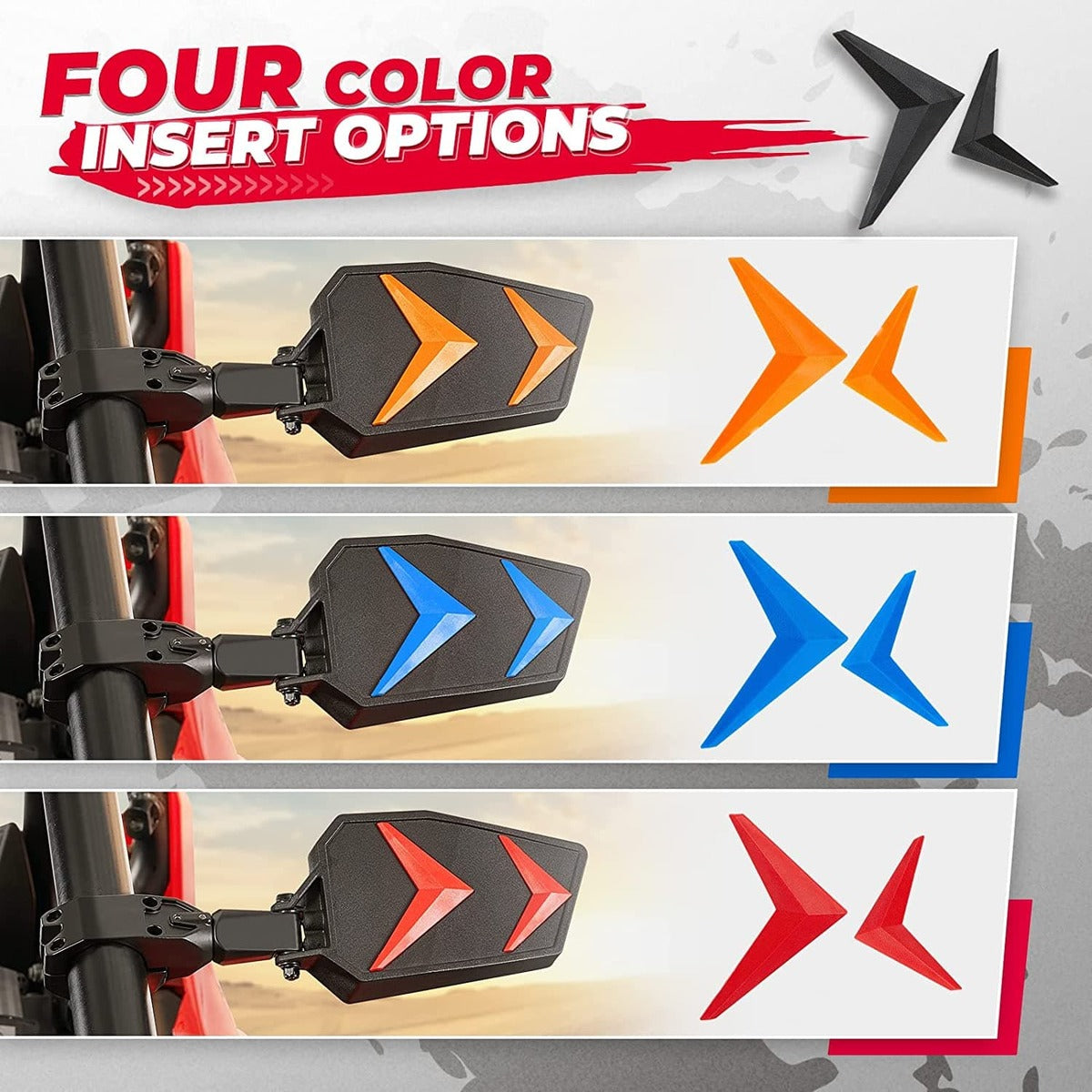 Kemimoto UTV Roll Bar 1.75"-2'' 1 pair Universal Color Side Rear View Mirrors