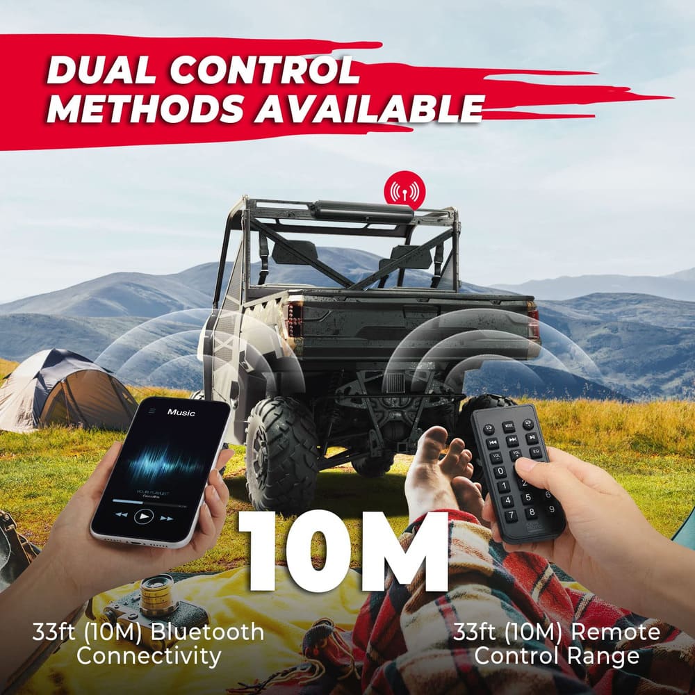 Kemimoto UTV Sound Bar System Bluetooth Speaker 500W 28" Outdoor Marine Soundbar