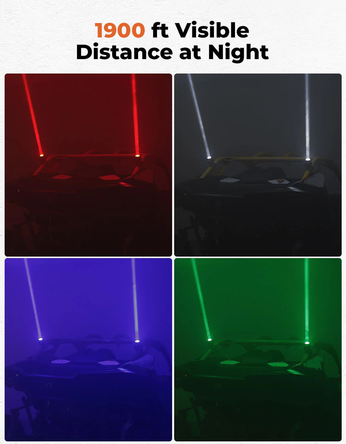 Kemimoto UTV Spot Beam Pod Lights w/ 1.5''-2'' Tube Clamp Kit