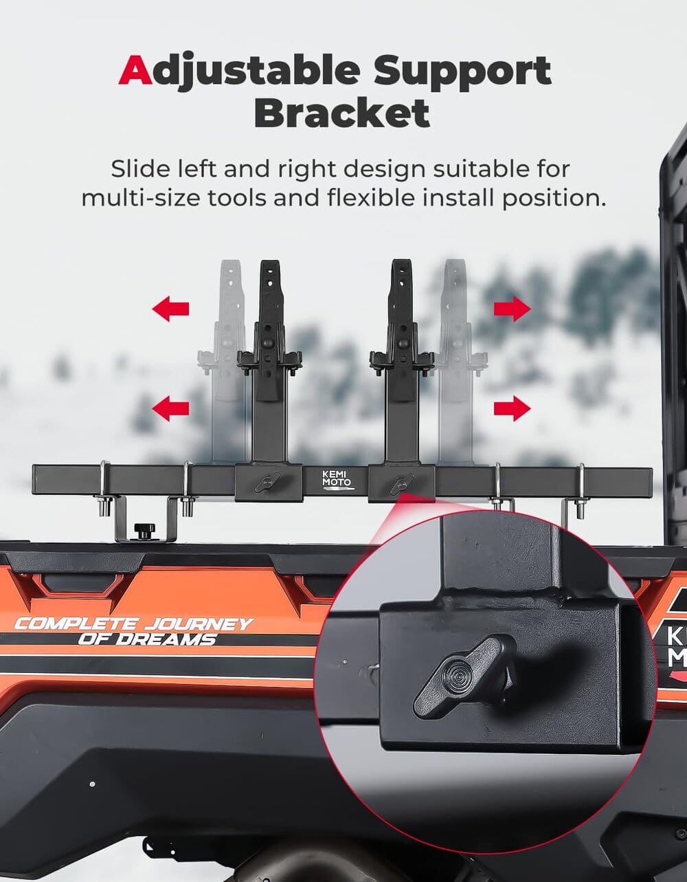 Kemimoto Polaris Ranger XP 1000 UTV Tool Holder Rear Bed Rack