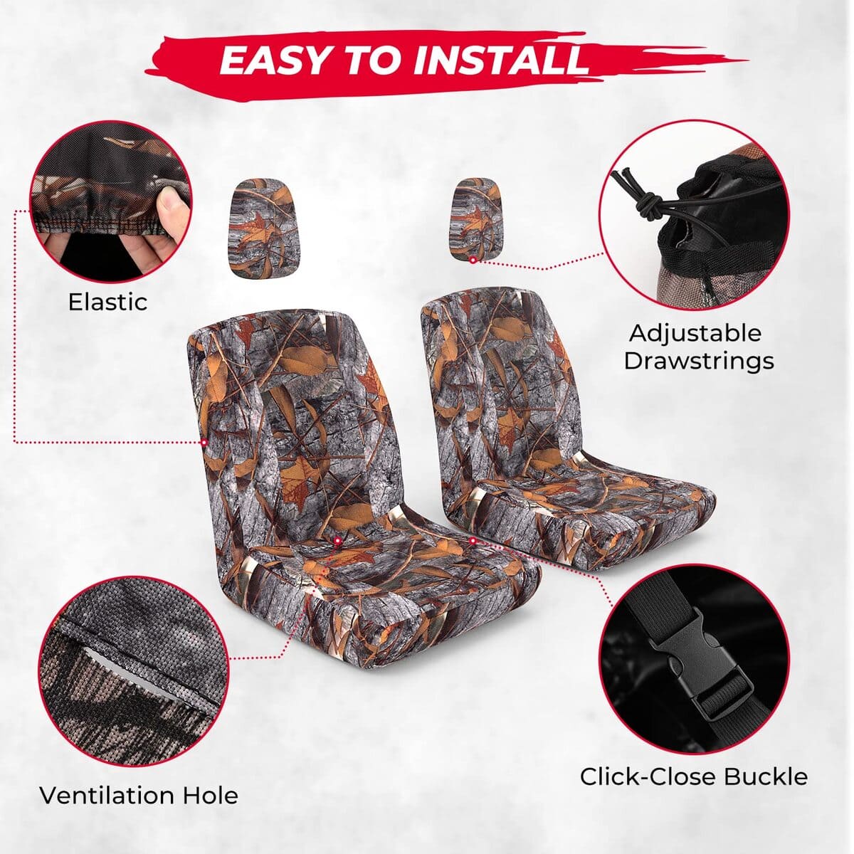 Kemimoto Yamaha Rhino 450 UTV Heavy Duty Camo Dust Seat Covers