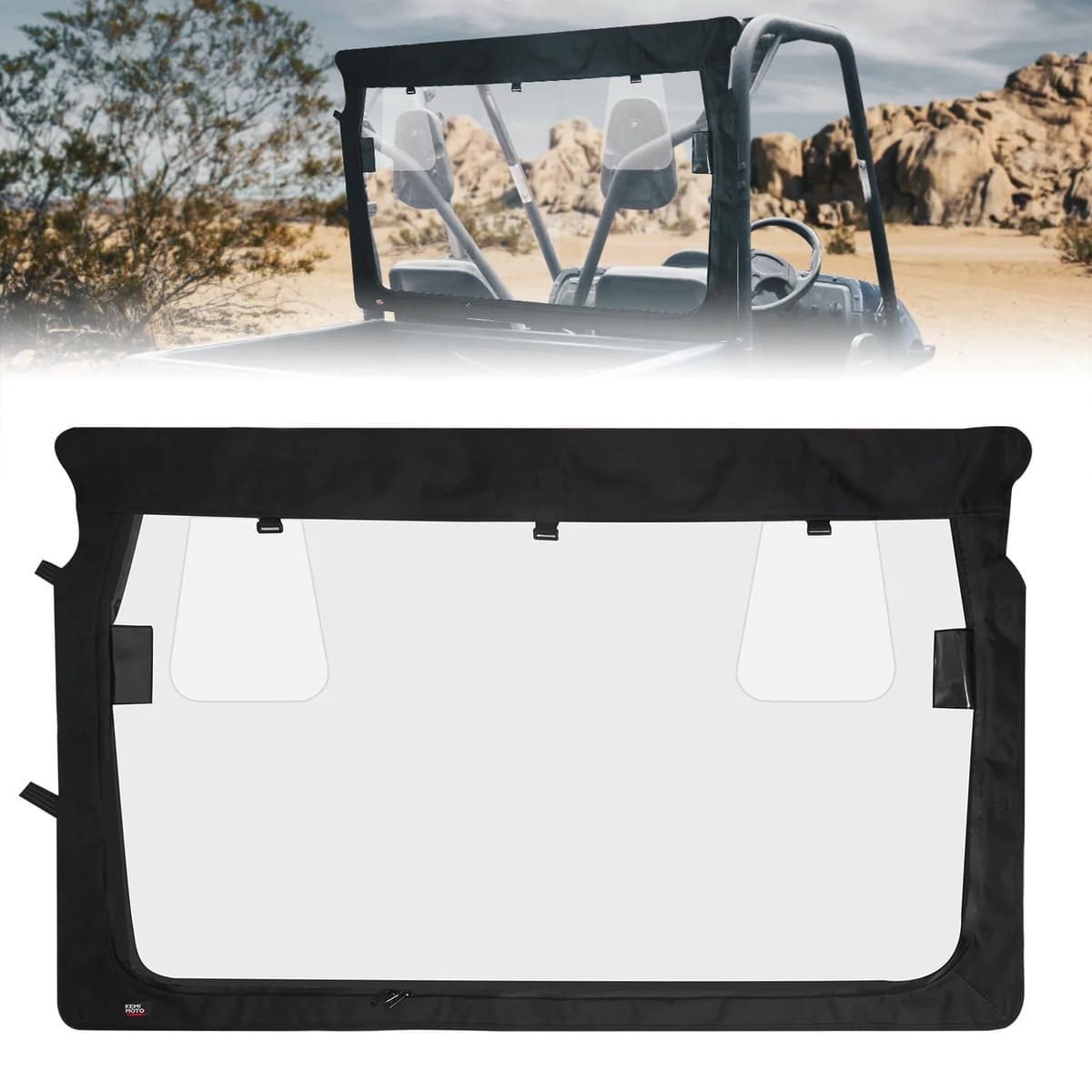 Kemimoto Yamaha Rhino Rear Windshield with Zipper Back