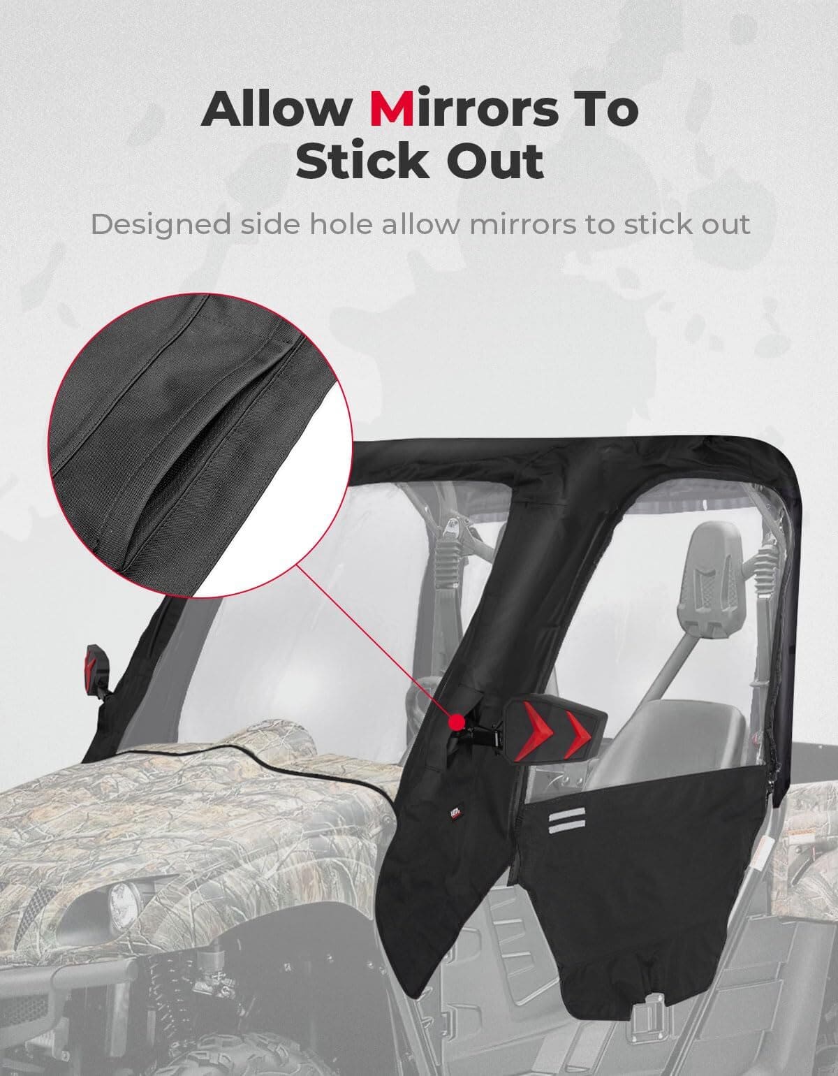 Kemimoto Yamaha Rhino UTV Cab Enclosure Heavy-Duty 900D w/ Half Doors