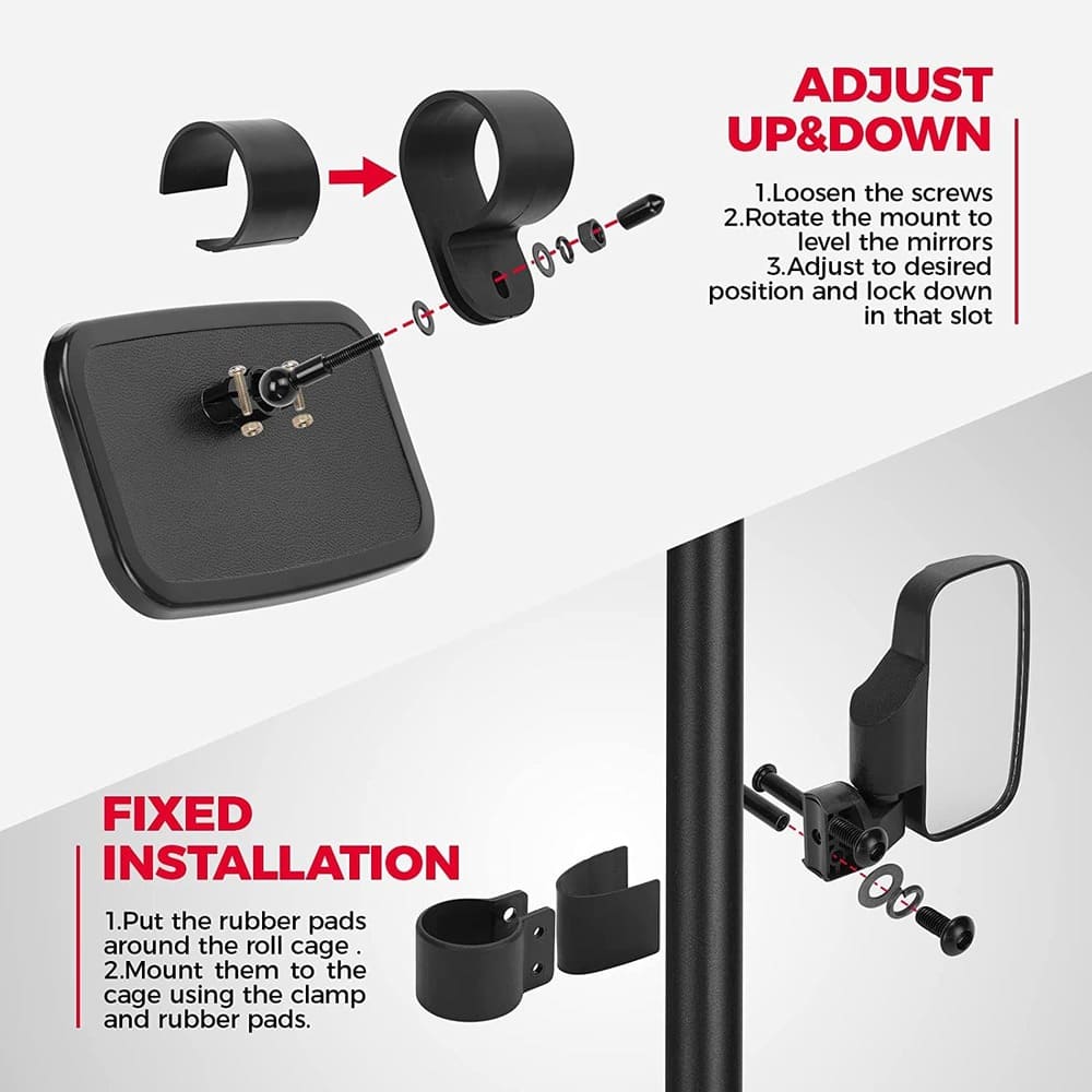 Kemiomoto Yamaha Rhino UTV Side Mirrors & Center Mirror