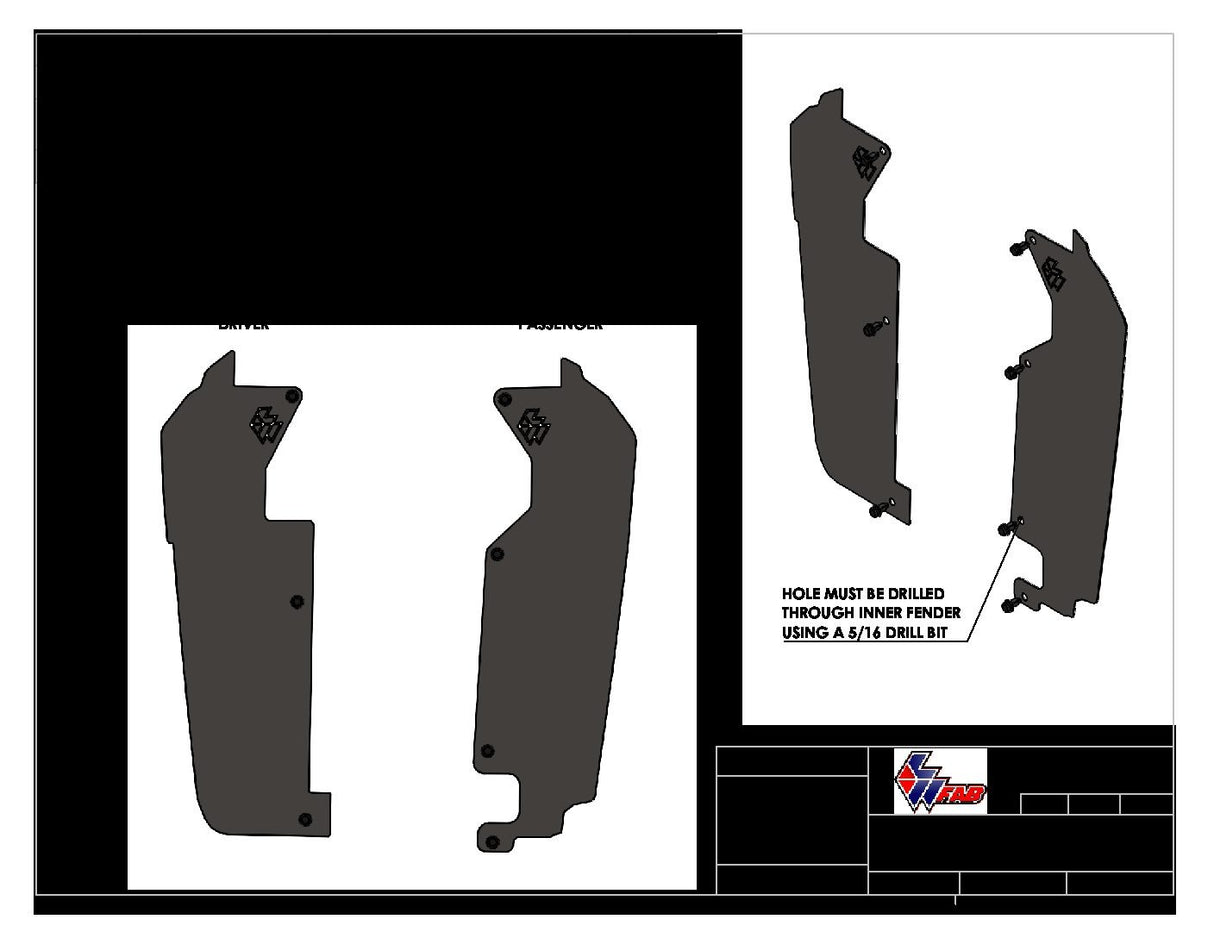 L&W Fab Polaris RZR Pro XP/Turbo R Rear Inner Fender Mud Guard