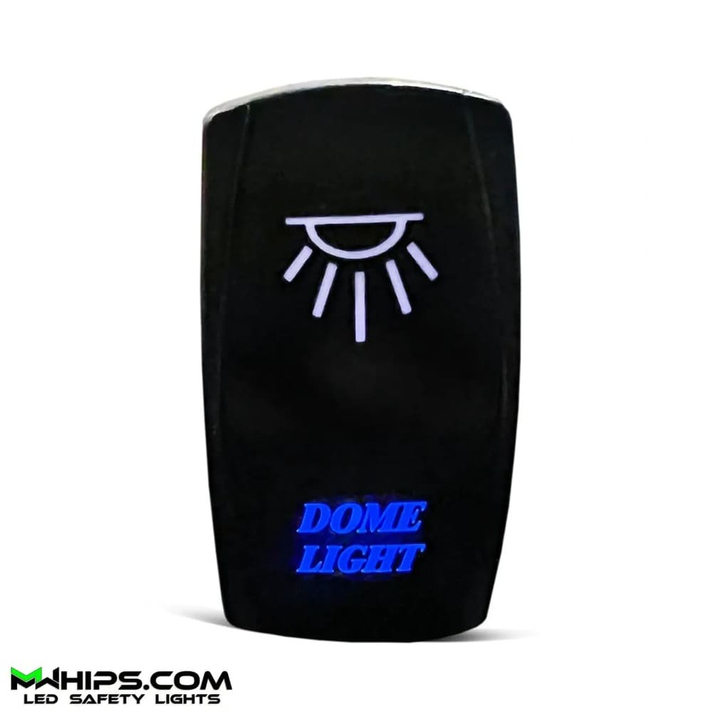 M Whips Dual Blue LED 5 Pin Dome Lights Rocker Switch - 20A/12V