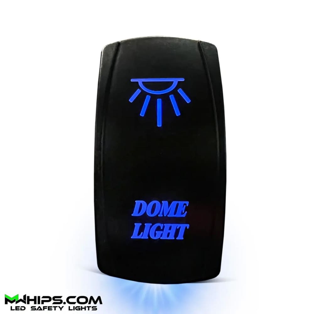 M Whips Dual Blue LED 5 Pin Dome Lights Rocker Switch - 20A/12V