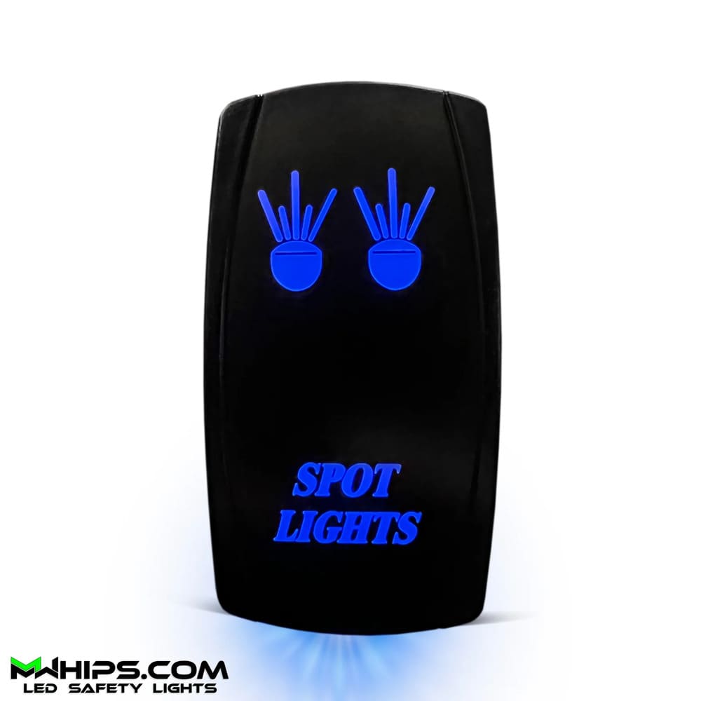 M Whips Dual Blue LED 5 Pin On/Off Rocker Switch - Spot Lights