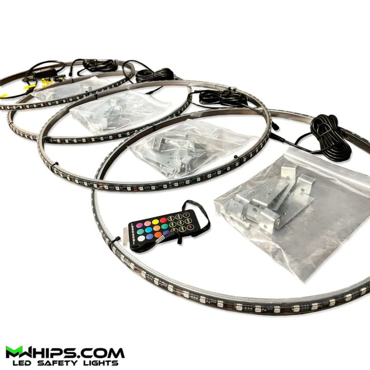 M Whips 17" RGB LED Wheel Ring Light Kit