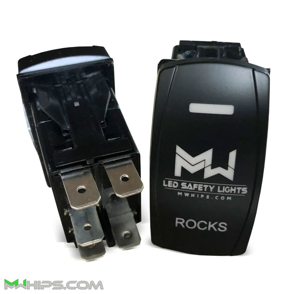 M Whips Rocks Dual Blue Led 5 Pin On/Off Rocker Switch - 20A/12V