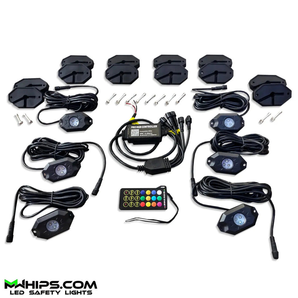 M Whips T2 Bluetooth RGB Rock Kit - 4 Pods