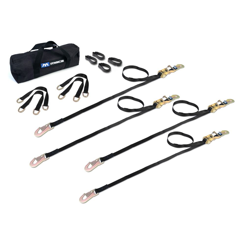 Mac's Tie Downs 1" ATV And Motorcycle Ratchet Utility Pack with Flat Snap Hooks