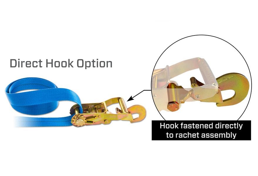 Mac's Tie Down 2" Ratchet cwith Twisted Snap Hooks, Direct Hook