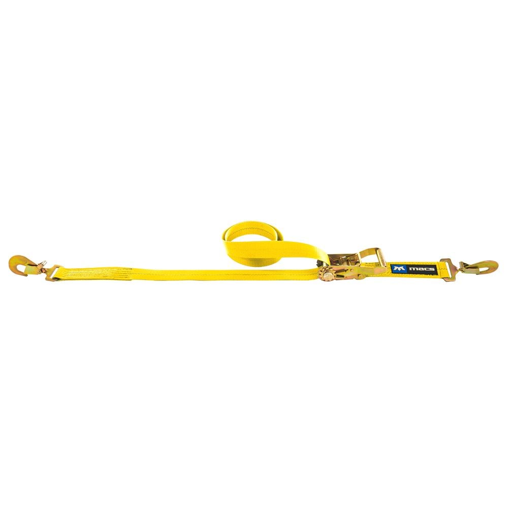 Mac's Tie Downs 2" Ratchet Strap with Twisted Snap Hooks, Sewn Fixed End