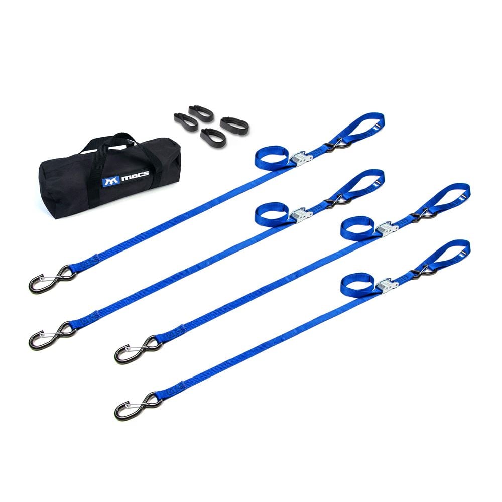 Mac's Tie Down Motorcycle Cam Tie-Down Pack with Integrated Soft Loops, S-Hooks & Keepers
