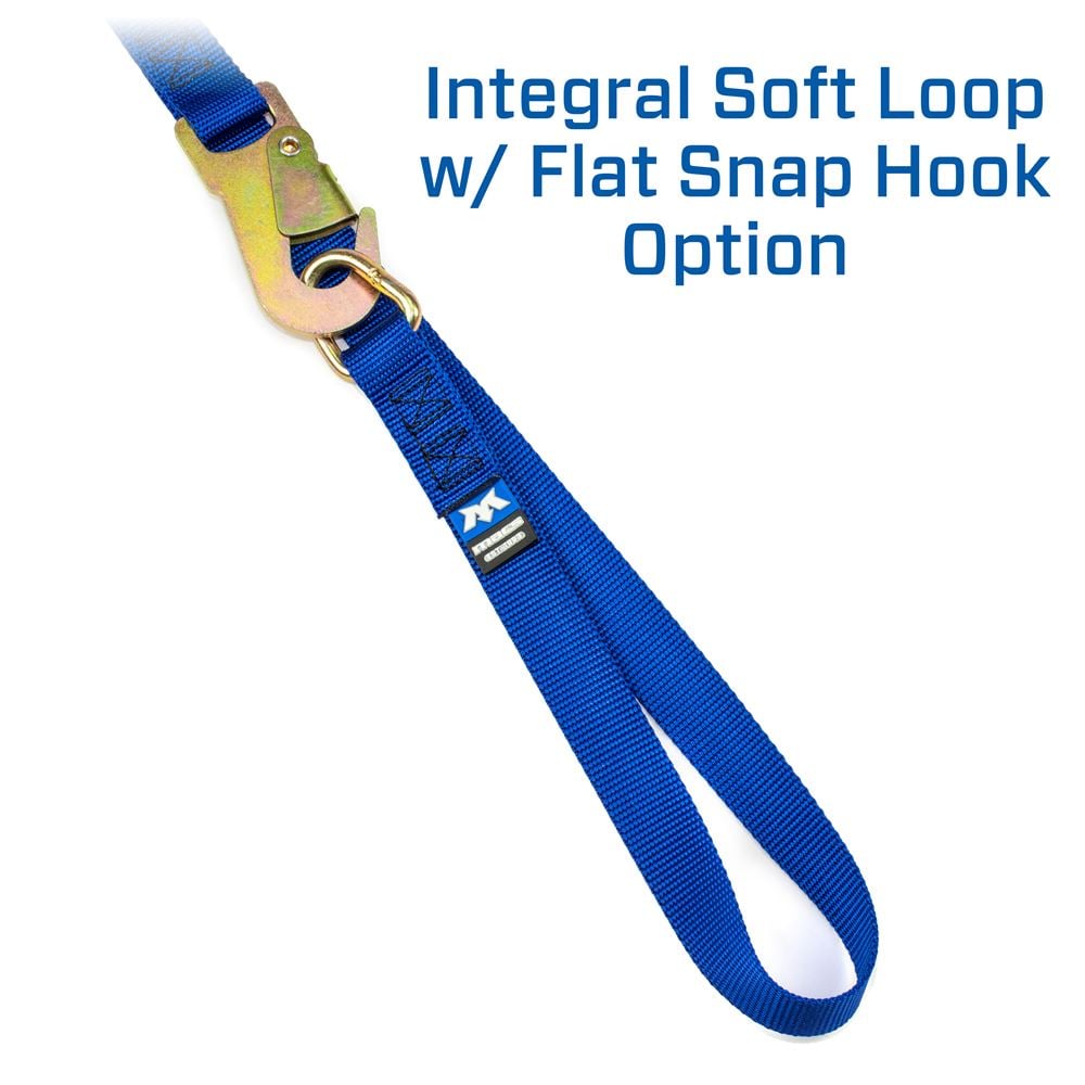 Mac's Tie Down 1" Motorcycle Ratchet Tie-Down Pack with Integrated Soft Loops, Flat Snap Hooks