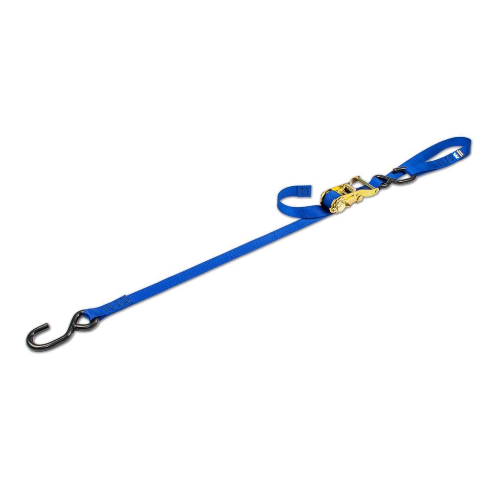 Mac's Tie Downs 1" Motorcycle Ratchet Tie-Down Strap with Integrated Soft Loop S-Hook