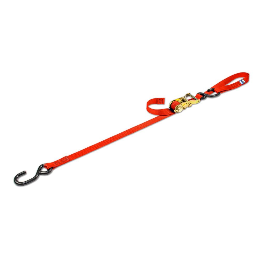 Mac's Tie Downs 1" Motorcycle Ratchet Tie-Down Strap with Integrated Soft Loop S-Hook