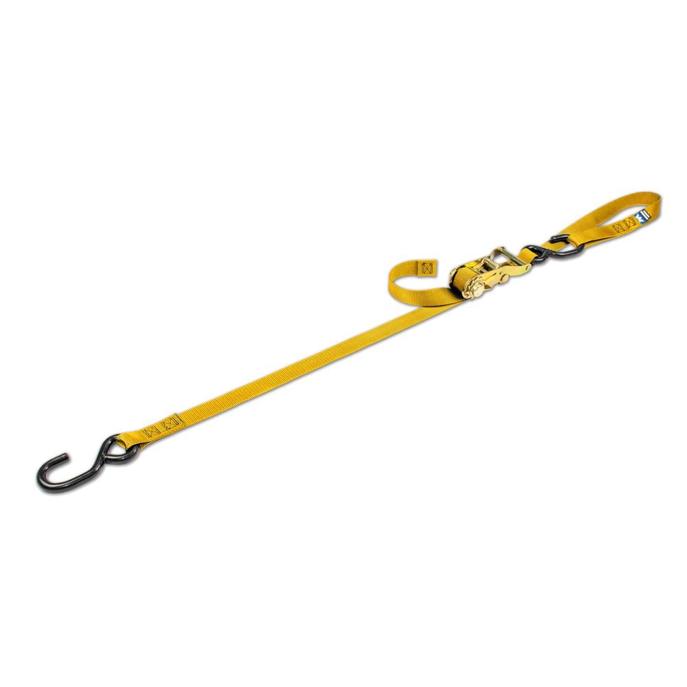 Mac's Tie Downs 1" Motorcycle Ratchet Tie-Down Strap with Integrated Soft Loop S-Hook