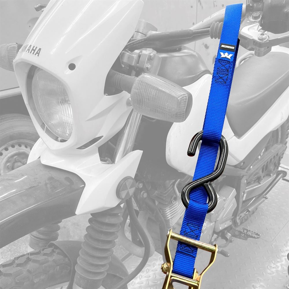 Mac's Tie Downs 1" Motorcycle Ratchet Tie-Down Strap with Integrated Soft Loop S-Hook