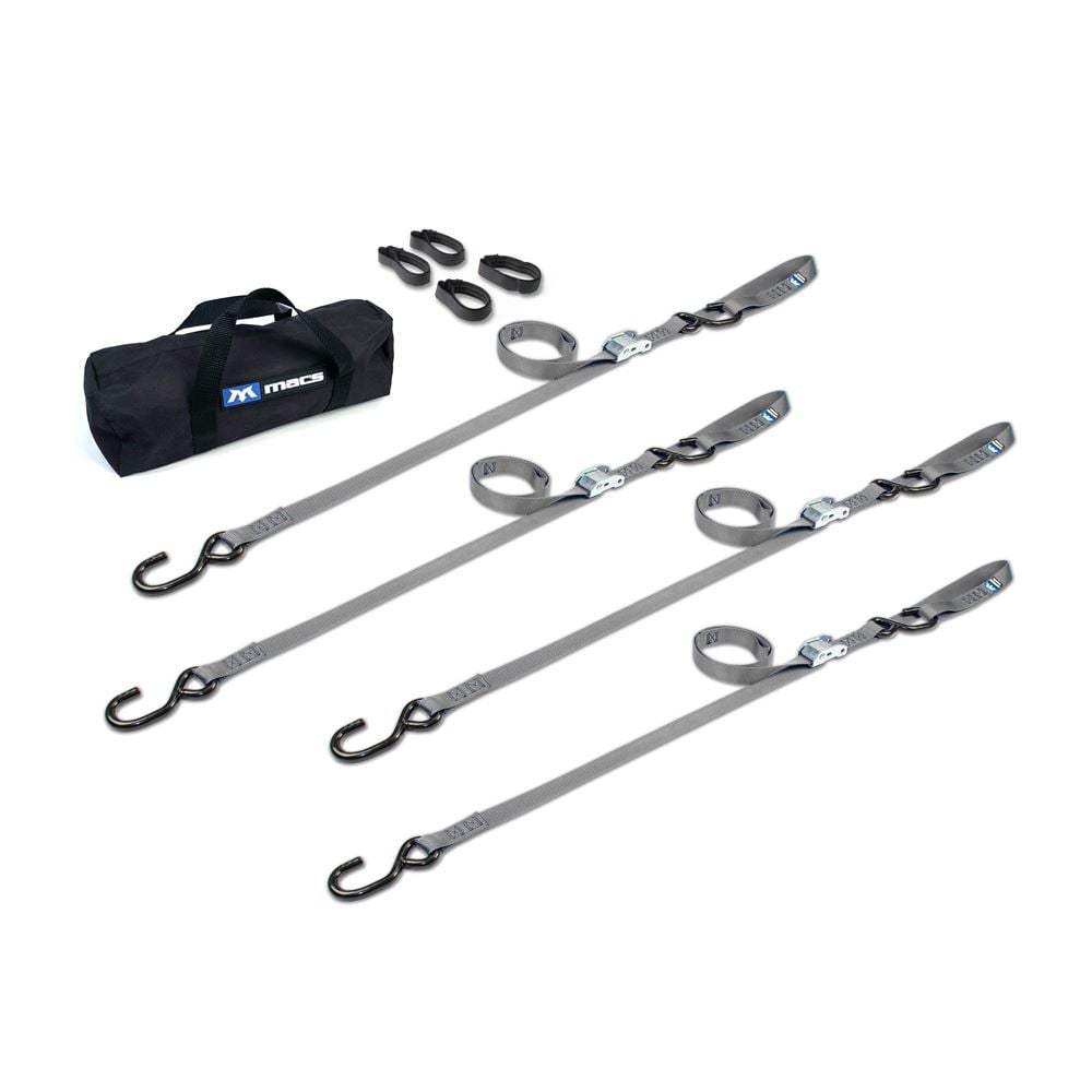 Mac's Tie Downs Motorcycle Cam Tie-Down Pack with Integrated Soft Loops S-Hooks
