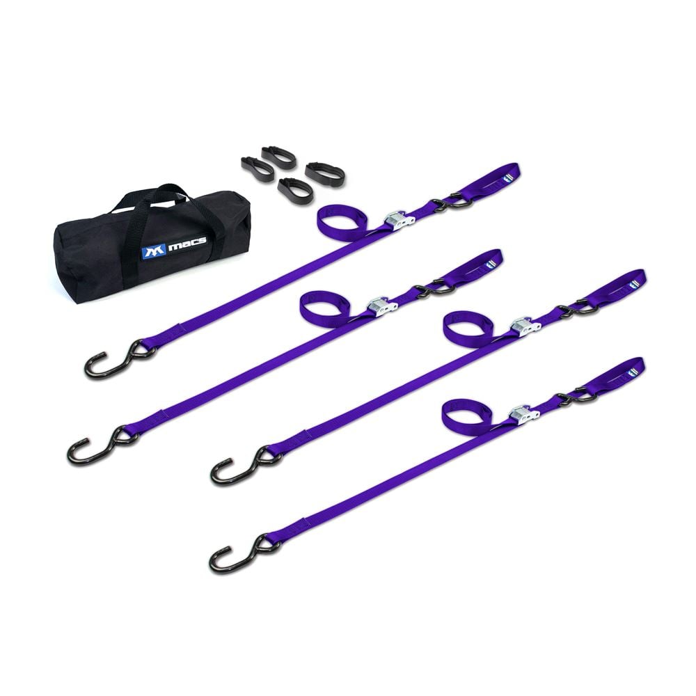 Mac's Tie Downs Motorcycle Cam Tie-Down Pack with Integrated Soft Loops S-Hooks