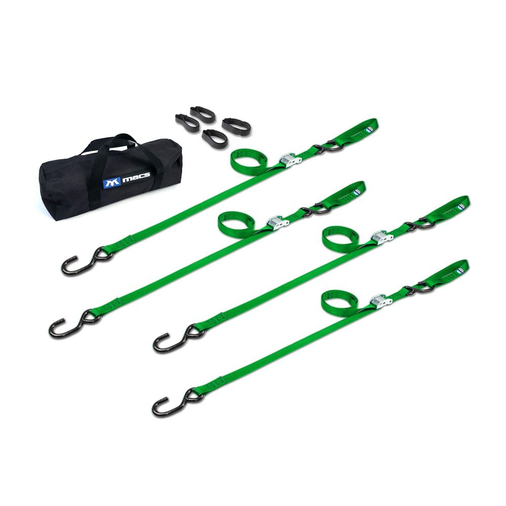 Mac's Tie Downs Motorcycle Cam Tie-Down Pack with Integrated Soft Loops S-Hooks
