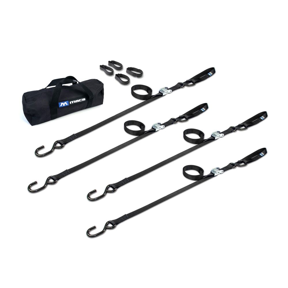 Mac's Tie Downs Motorcycle Cam Tie-Down Pack with Integrated Soft Loops S-Hooks