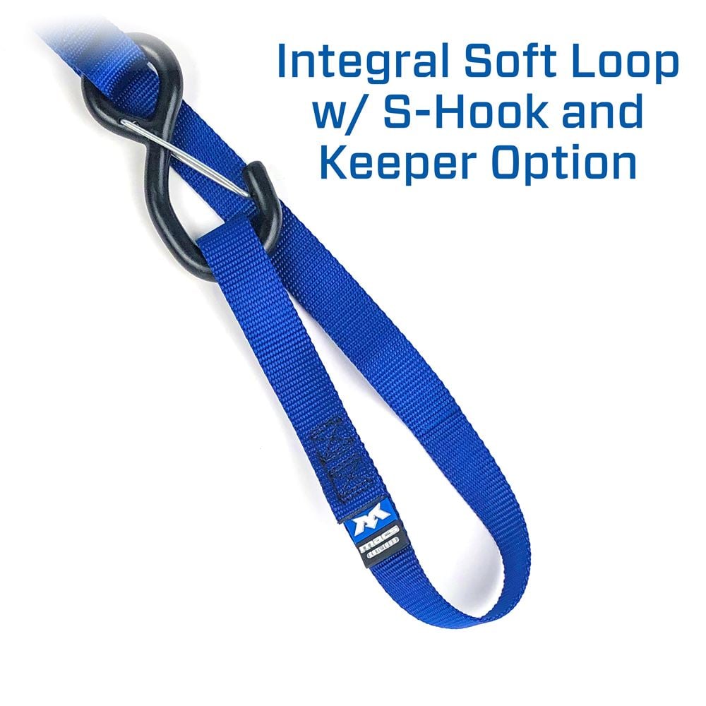 Mac's Tie Downs Motorcycle Cam Tie-Down Strap with Integrated Soft Loop S-Hook And Keeper