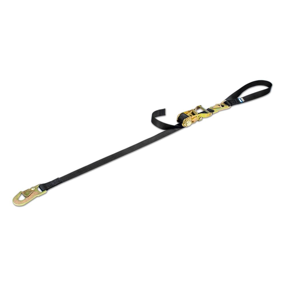 Mac's Tie Downs Motorcycle Ratchet Tie-Down Strap with Integrated Soft Loop Flat Snap Hook