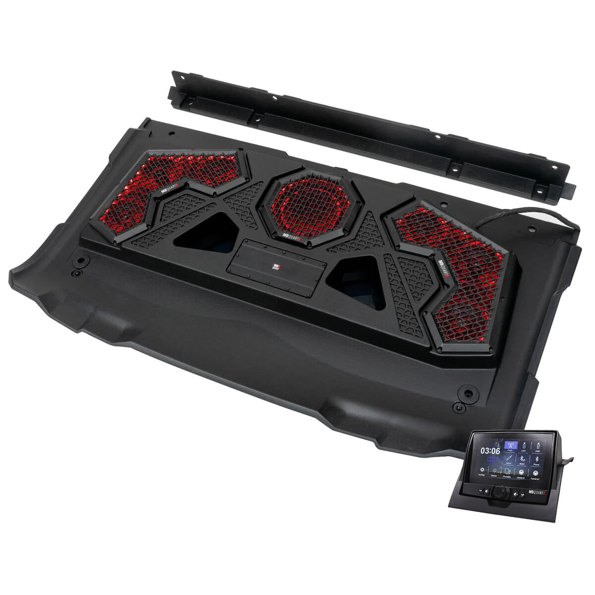 MB Quart Polaris Ranger MBQRG2-S7R 500 Watt 7 Speaker Audio Roof w/ 7 Inch LED Source Unit & 45 Inch Light Bar