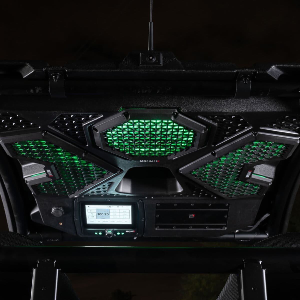 MB Quart Polaris RZR Trail MBQRT2-S7R 500 Watt 7 Speaker Audio Roof w/ 7 Inch LED Source Unit & 32 Inch Light Bar