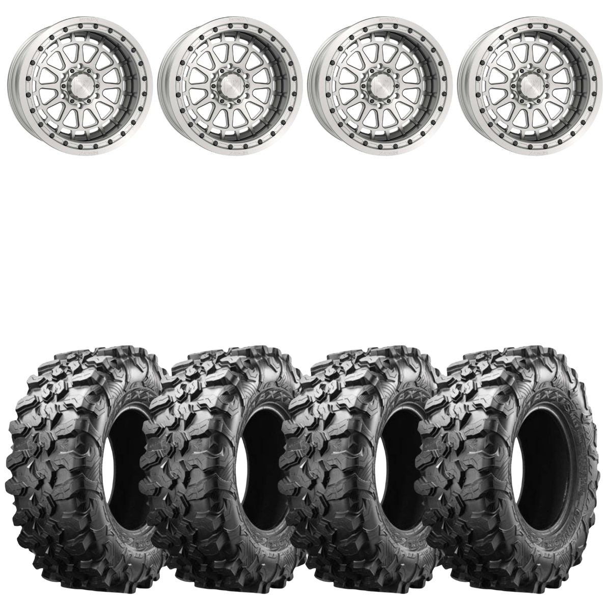 MetalFX 17" Outlaw 6R Forged 3-Piece Raw Beadlock & Maxxis Carnivore Radial Wheel & Tire Kit