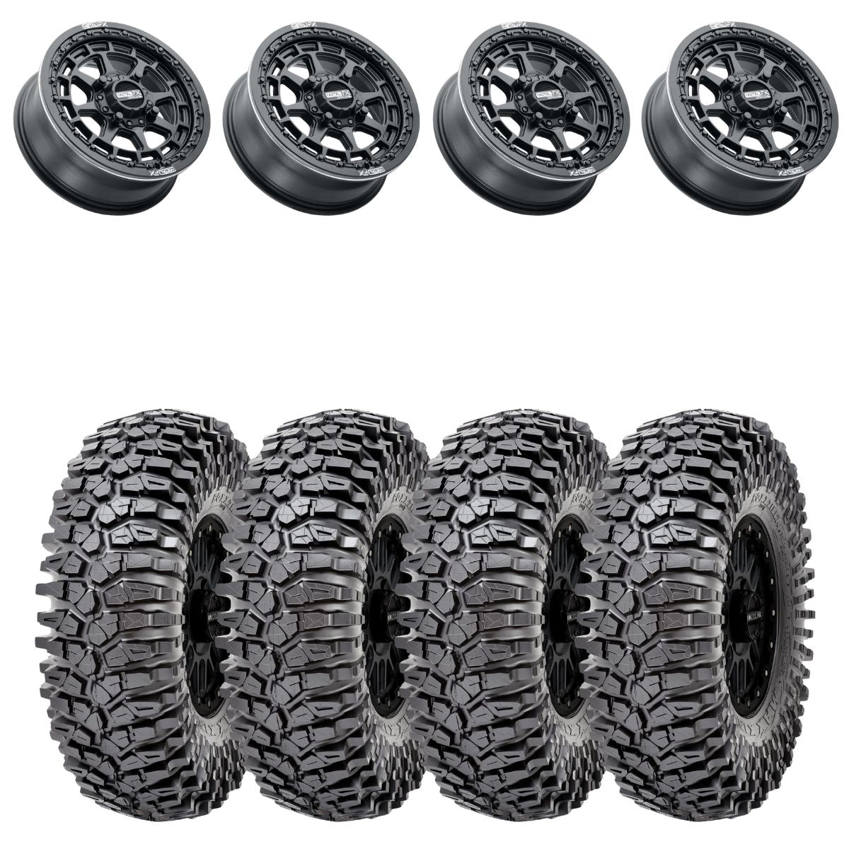 MetalFX 17" Outlaw Satin Black Beadlock & Maxxis Roxxzilla Radial Wheel & Tire Kit