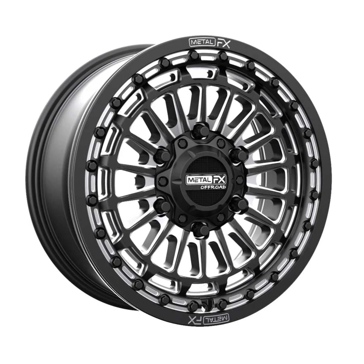 MetalFX Delta 6R UTV Beadlock Wheel Kit - Satin Black Contrast Cut