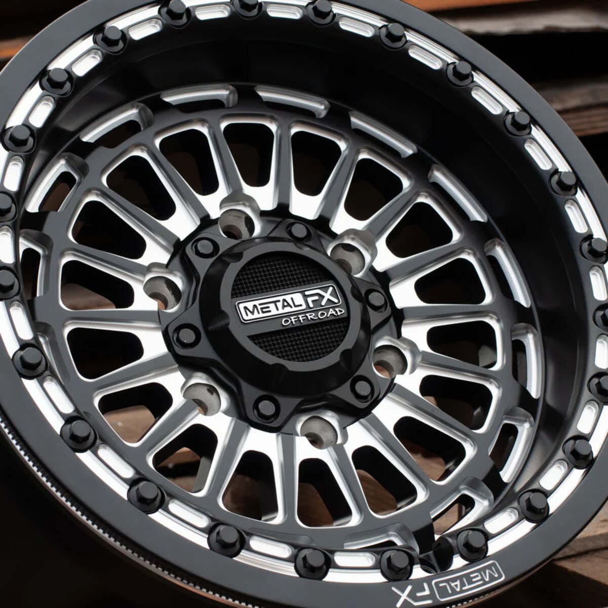 MetalFX Delta 6R UTV Beadlock Wheel Kit - Satin Black Contrast Cut