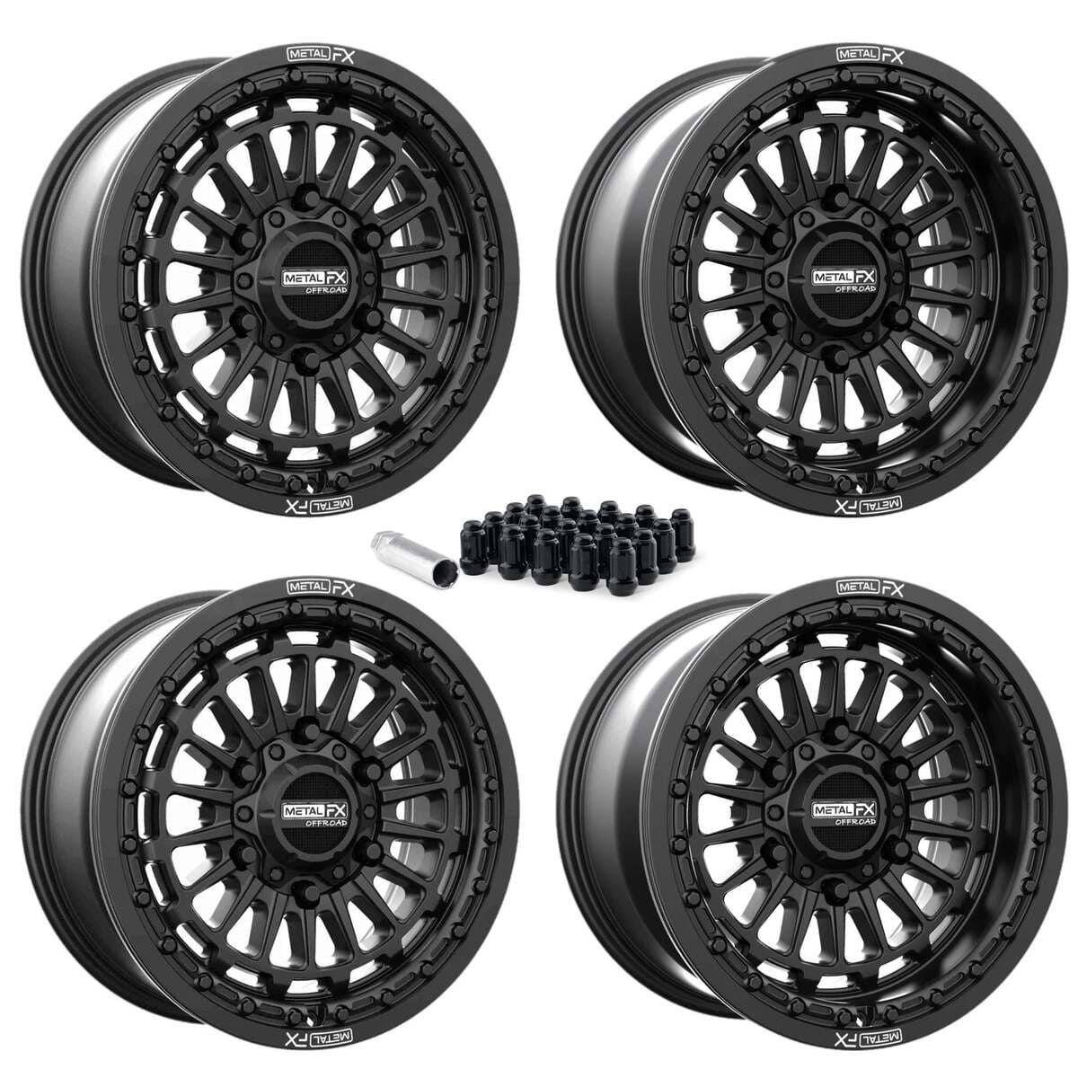 MetalFX Delta 6R UTV Beadlock Wheel Kit - Satin Black