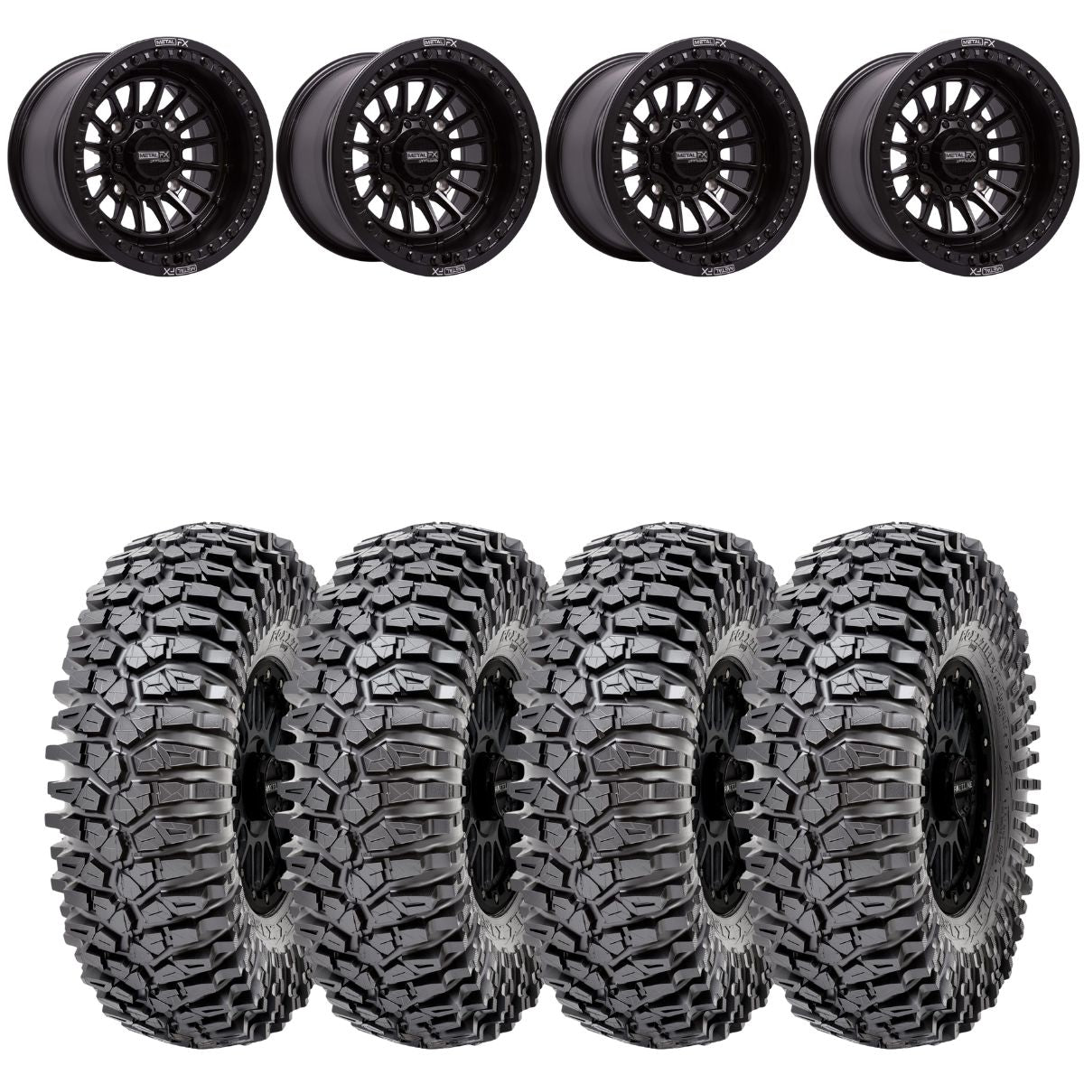 MetalFX Delta Black Beadlock & Maxxis Roxxzilla Radial Wheel & Tire Kit