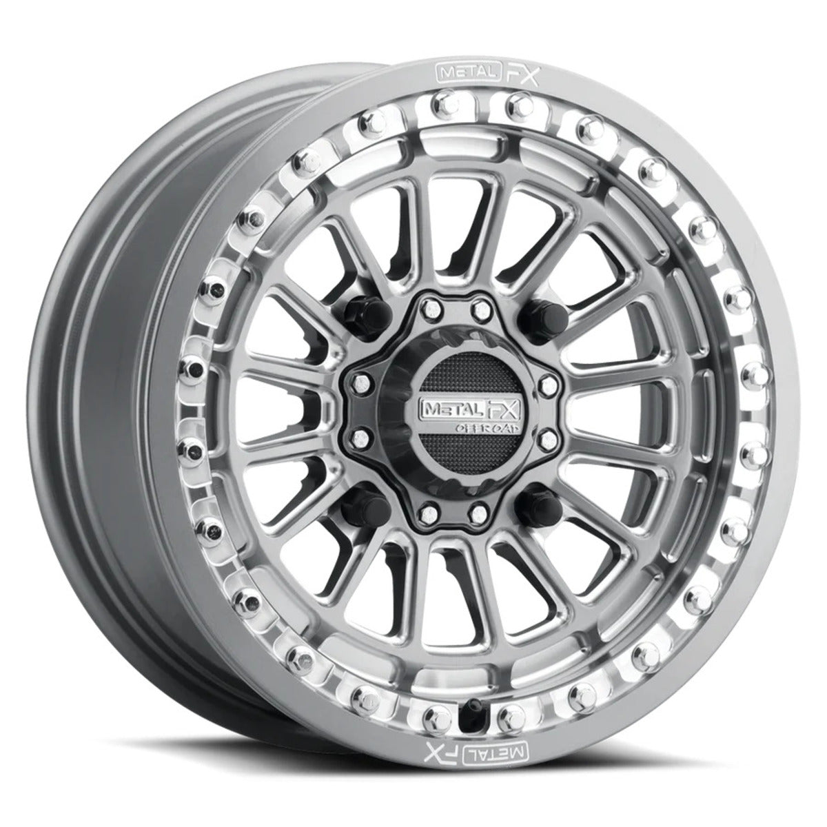 MetalFX Delta Gunmetal Contrast Cut Beadlock & Maxxis Roxxzilla Radial Wheel & Tire Kit