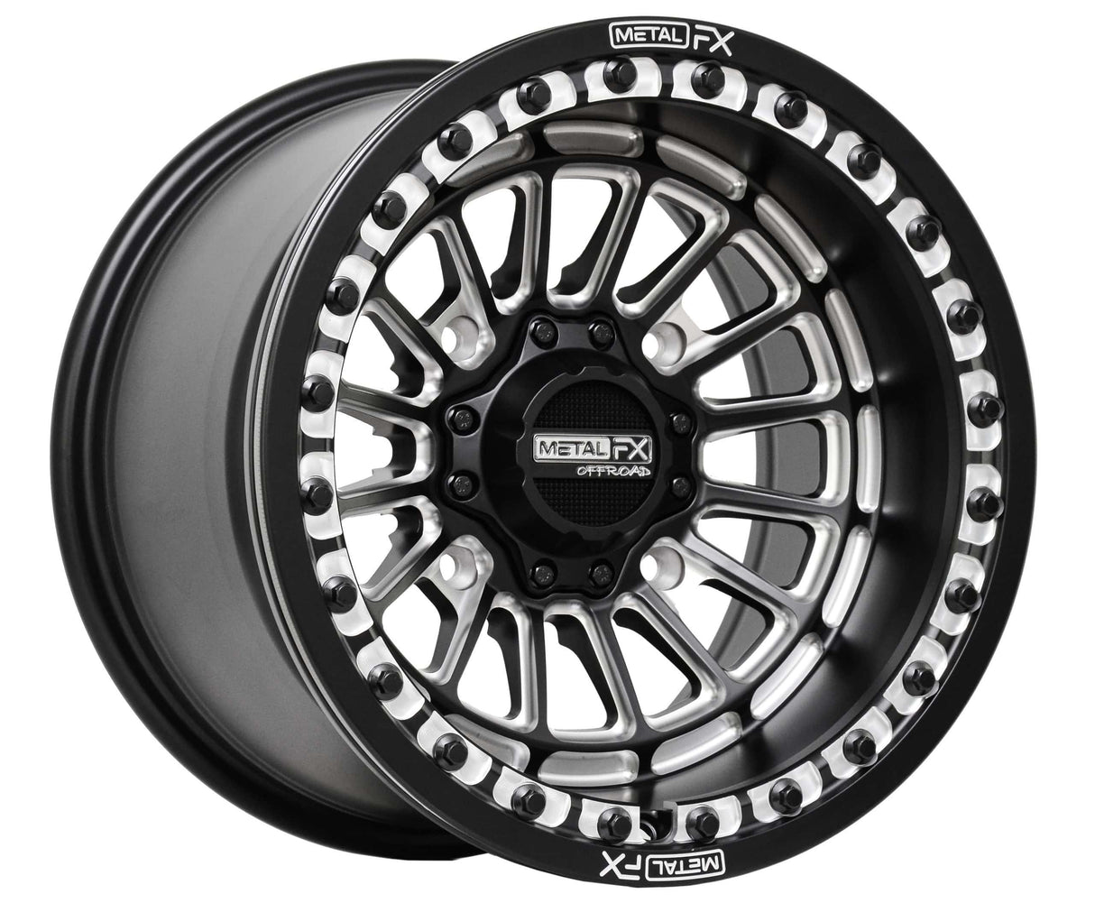 MetalFX Delta Matte Black Contrast Cut Beadlock & Maxxis Roxxzilla Radial Wheel & Tire Kit