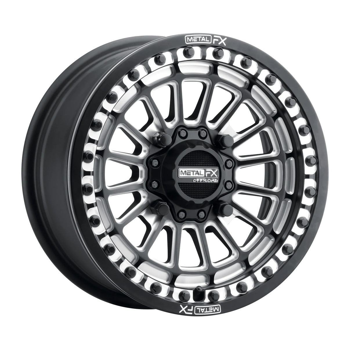 MetalFX Delta Matte Black Contrast Cut Beadlock & Maxxis Roxxzilla Radial Wheel & Tire Kit