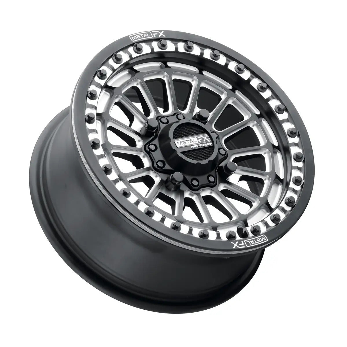 MetalFX Delta Matte Black Contrast Cut Beadlock & Maxxis Roxxzilla Radial Wheel & Tire Kit