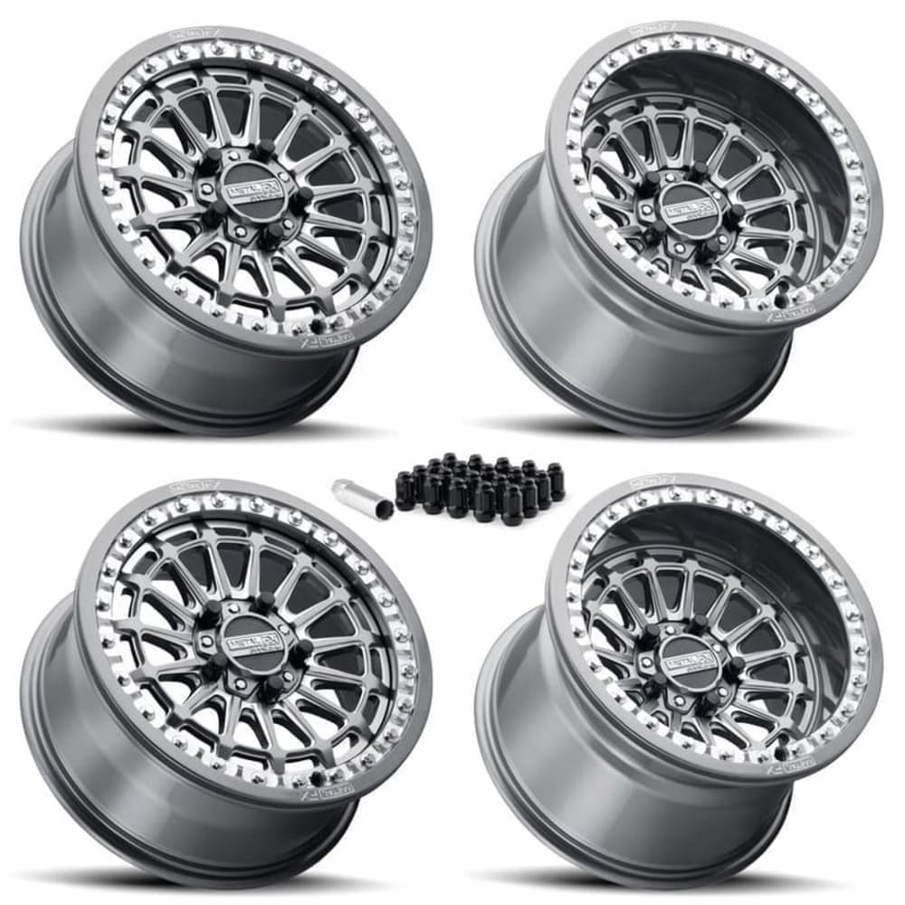 MetalFX Delta R UTV Beadlock Wheel Kit - Gunmetal Contrast Cut