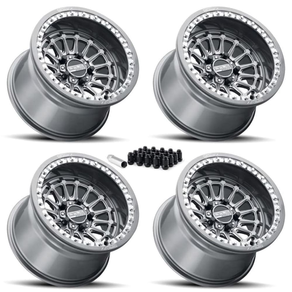 MetalFX Delta R UTV Beadlock Wheel Kit - Gunmetal Contrast Cut