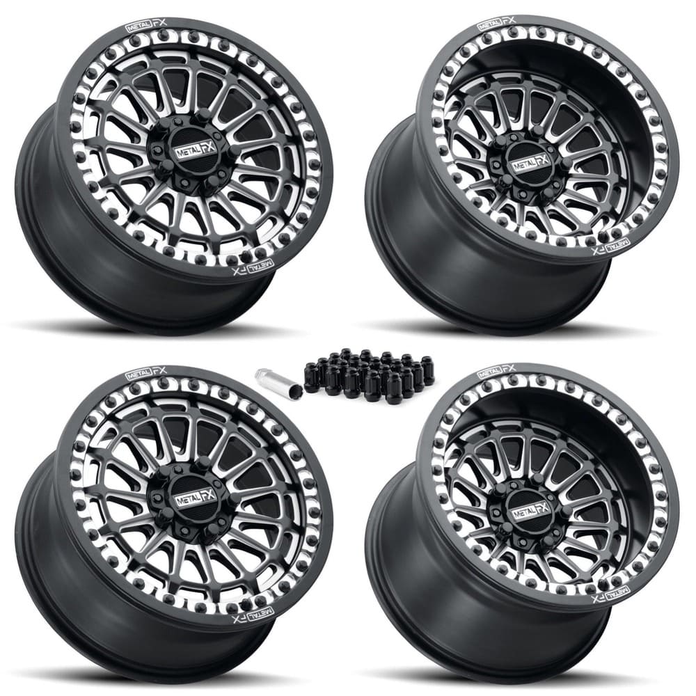 MetalFX Delta R UTV Beadlock Wheel Kit - Satin Black Contrast Cut
