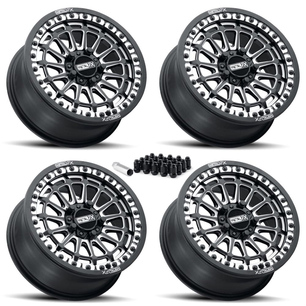 MetalFX Delta R UTV Beadlock Wheel Kit - Satin Black Contrast Cut