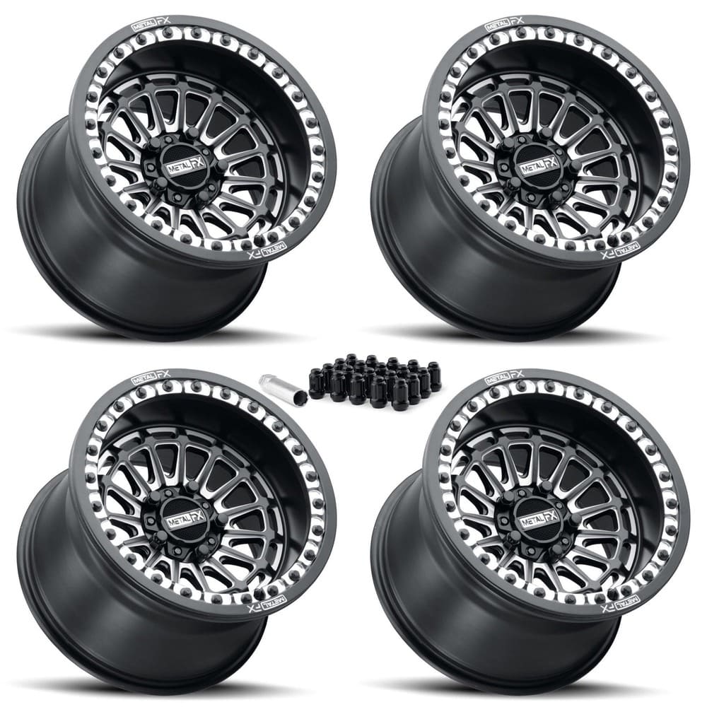 MetalFX Delta R UTV Beadlock Wheel Kit - Satin Black Contrast Cut