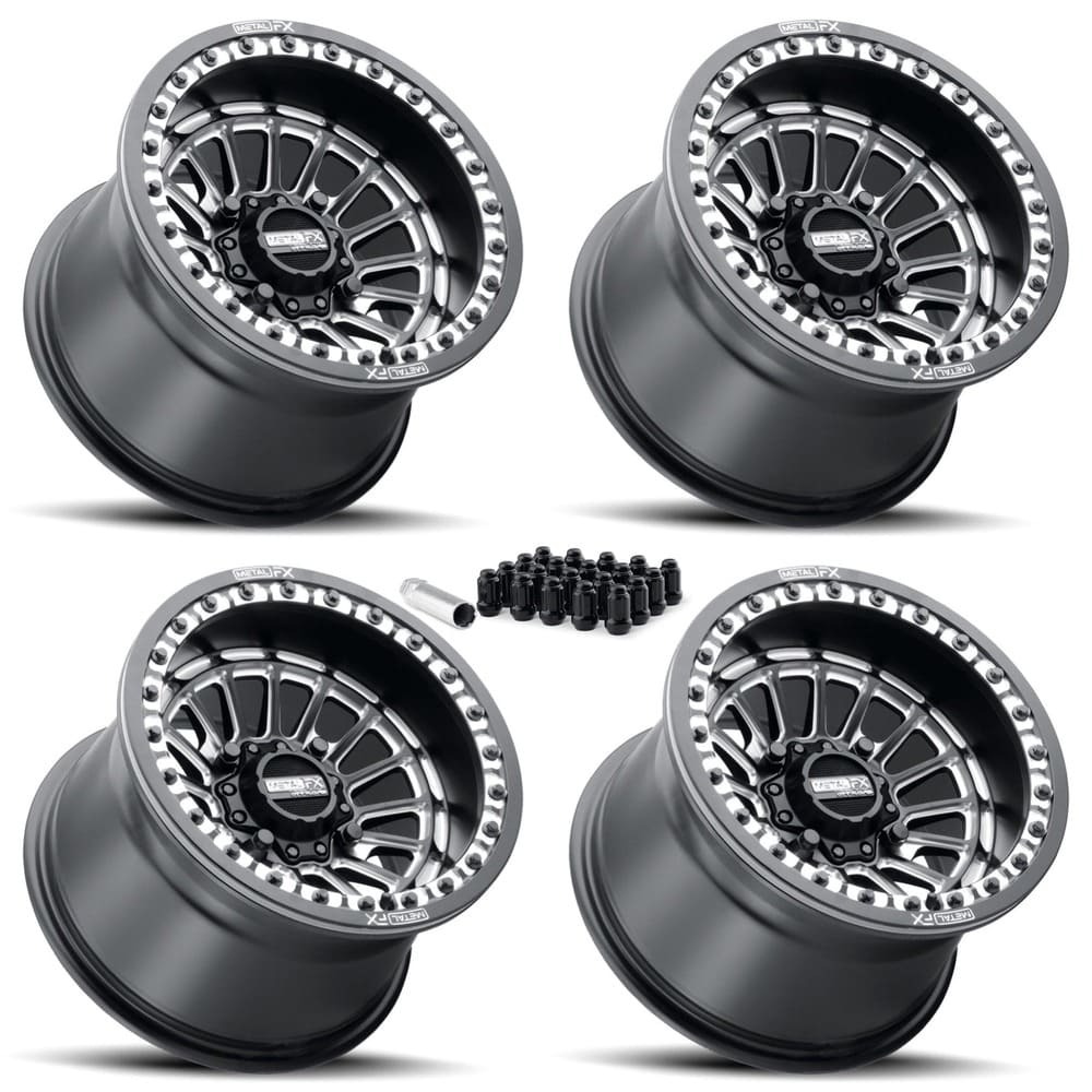 MetalFX Delta UTV Beadlock Wheel Kit - Satin Black Contrast Cut