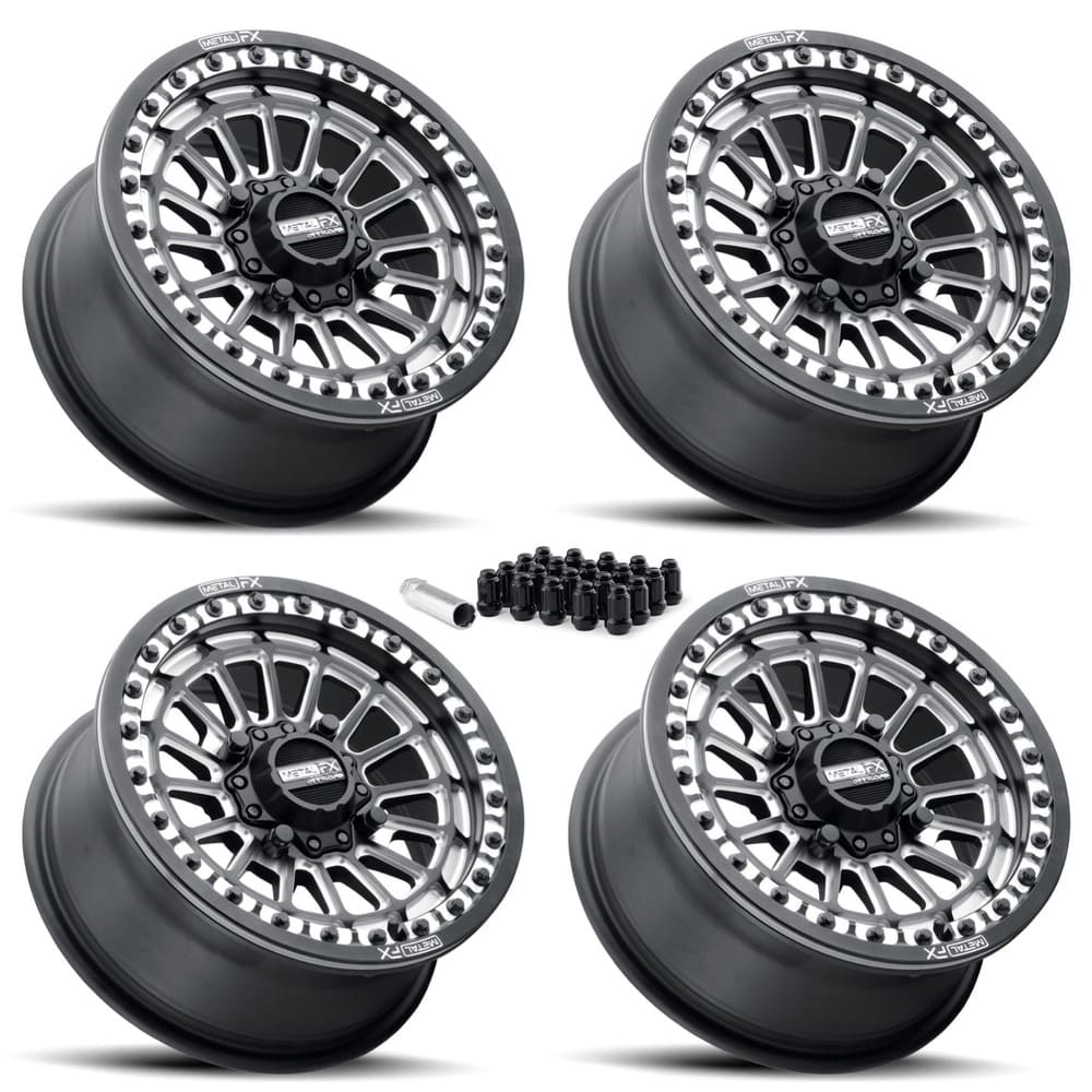 MetalFX Delta UTV Beadlock Wheel Kit - Satin Black Contrast Cut