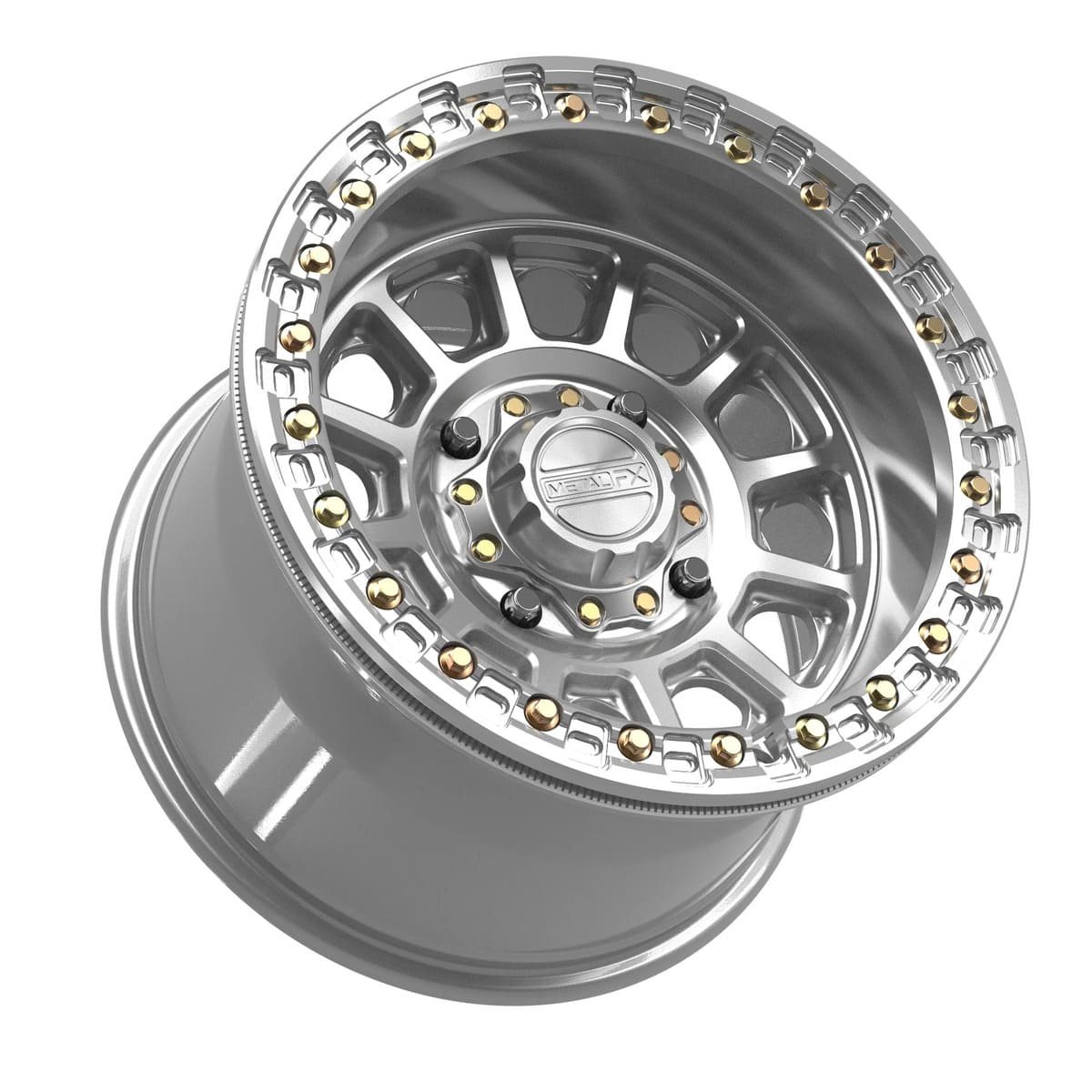 MetalFX Gloss Silver Machined Rampage Beadlock